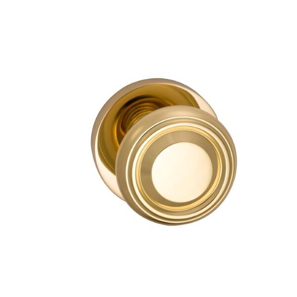 Omnia Passage 565 Knob Modern Rose, 2-3/8" Backset and T Strike Bright Brass 565MD/238T.PA3 - main