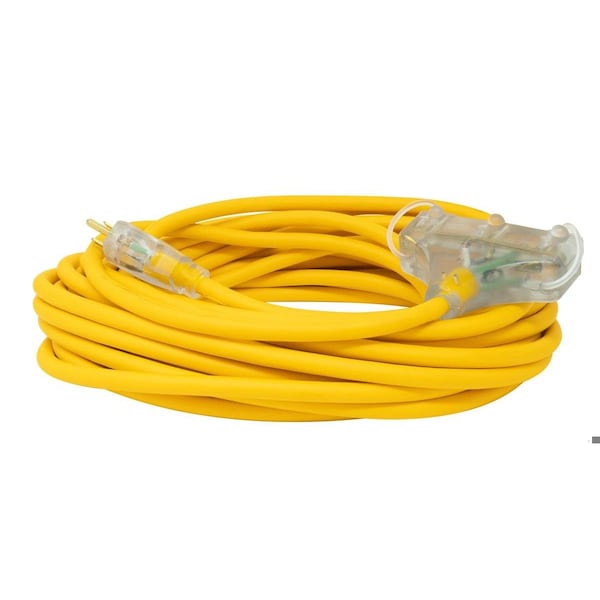 Southwire SJEOOW Extension Cord, 12 AWG, Outdoor, 12/3, 3 Outlets, 5-15R, Yellow, TPE, 5-15P, 50 ft 3488SW0002 - main