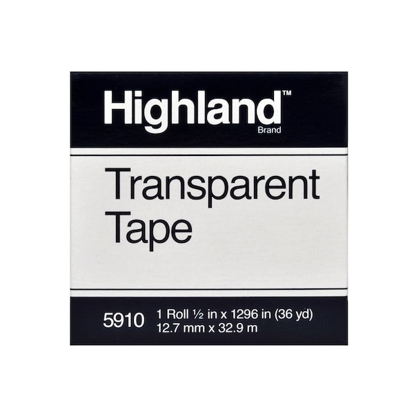 3M Highland Trans Tape 5910, 1/2"x12, PK144 5910 Zoro