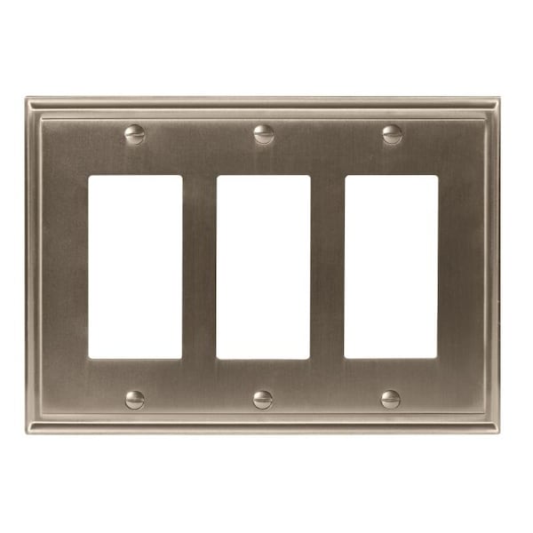 Amerock Mulholland 3 Rocker Wall Plates, Number of Gangs: 3 Zinc, Satin Nickel Finish BP36520G10 - main
