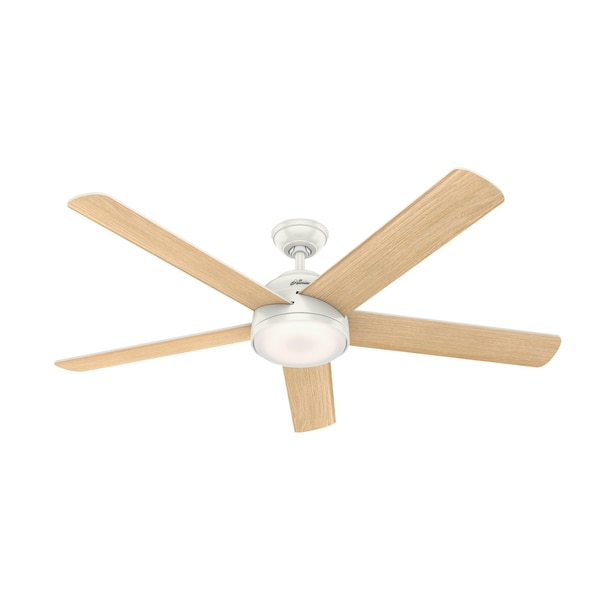 Hunter Decorative Ceiling Fan, 60 in Blade Dia, 5 Blades, 6 Speeds, 120, Fresh White 59484 - main