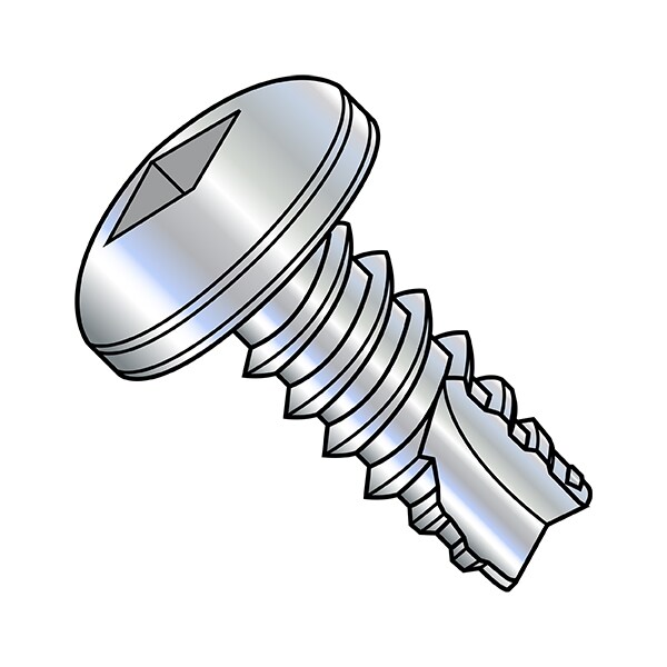 Zoro Select Thread Cutting Screw, #8-18 x 1 in, Zinc Plated Steel Pan Head Square Drive, 5000 PK 08165QP - main