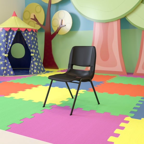 Flash Furniture Black Stack Chair-Black Frame, PK5 5-RUT-14-PDR-BLACK-GG - main