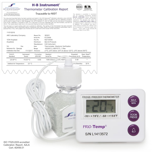 BelArt Calibrated EV Thermometer, 4C Refrigerator, 50/70C (58/158F) B602101000 Zoro