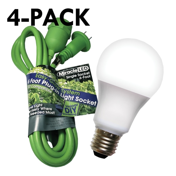 Miracle Led Single Socket Grow Light Cord System & LED White Grow Light 8 Pcs Kit, PK4 602244 - main