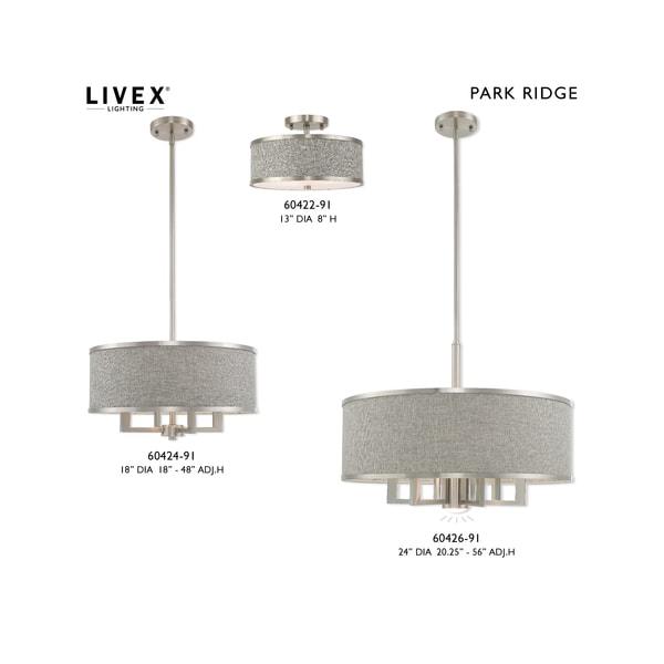 Livex Lighting Park Ridge 4 Light Brushed Nickel Pendant