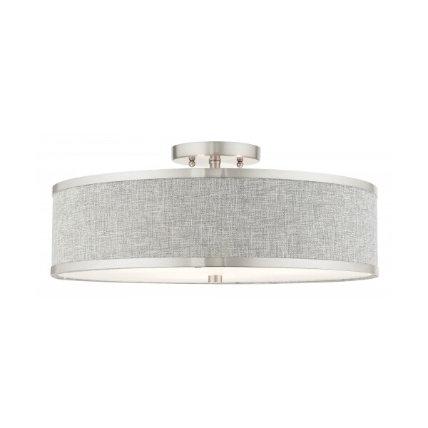 Livex Lighting Brushed Nickel Semi Flush, 3 Light 60425-91 - main