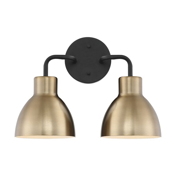 Nuvo Sloan 2-Light Vanity - Matte Black and Burnished Brass Finish 60/6792 - main