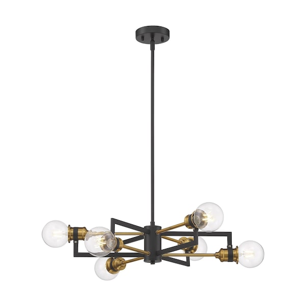 Nuvo Intention 6-Light Chandelier - Warm Brass and Black Finish 60/6976 - main
