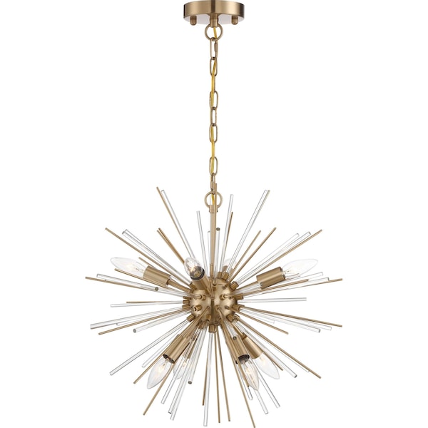 Nuvo Cirrus 8-Light Chandelier - Vintage Brass Finish with Glass Rods 60/6994 - main