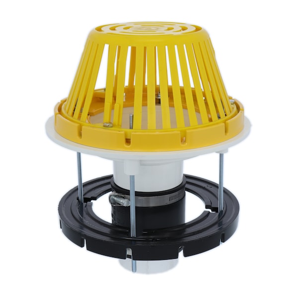 Portals Plus PVC Roof Drain With Plastic Dome, Fits 4" PVC Pipe 61111