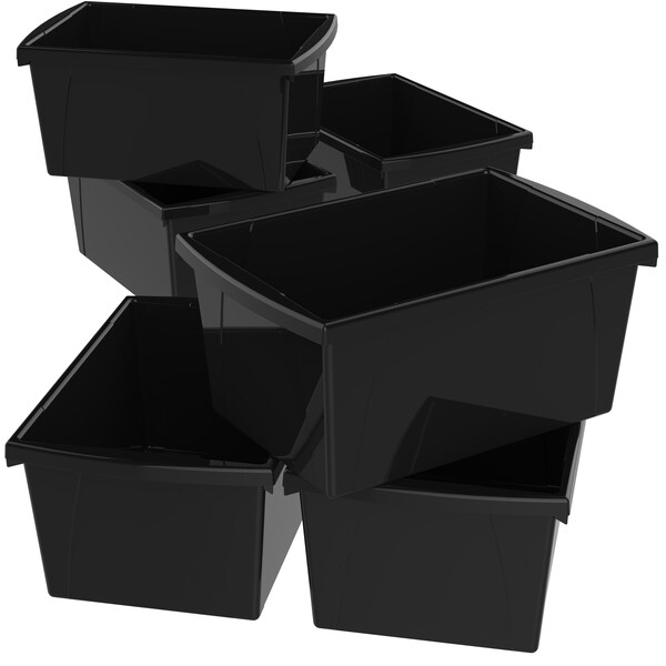 Storex Storage Bin, Black, 6 PK 61429U06C - main