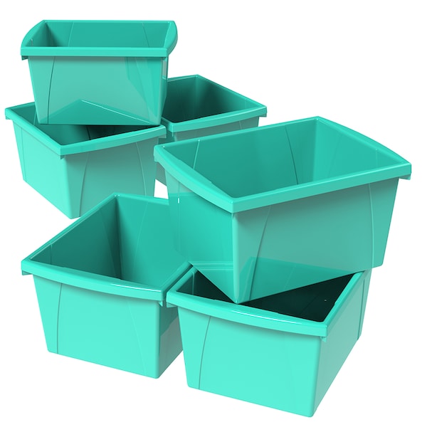 Storex Storage Bin, Teal, 6 PK 61477U06C - main