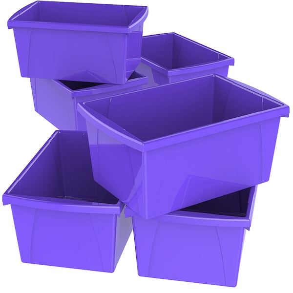 Storex Storage Bin, Purple, 6 PK 61486U06C - main