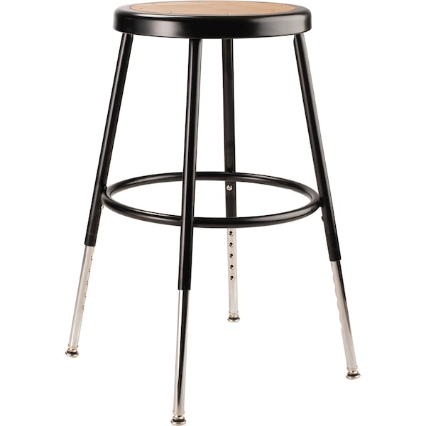 National Public Seating Round Stool, Height Range 19" to 27", Masonite Board Black 6218H-10 - main
