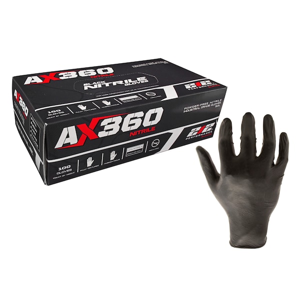 212 Performance NTG-05, Disposable Gloves, 5.00 mil Palm, Nitrile, Powder-Free, L, 100 PK, Black NTG-05-010 - main
