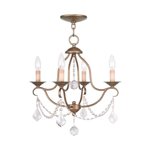 Livex Lighting Chesterfield 4 Light Antique Gold Leaf Mini Chandelier 6424-48 - main
