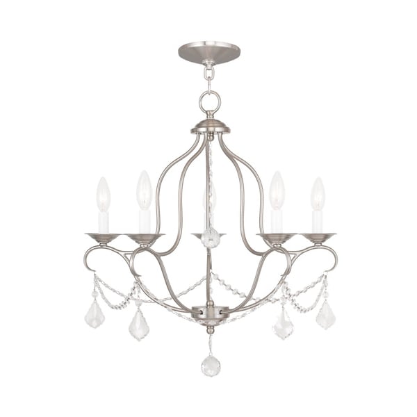 Livex Lighting Chesterfield 5 Light Brushed Nickel Chandelier 6435-91 - main
