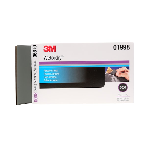3M Wetordry Sheet, 01998,3000gr, 5 1/2 x, PK5 01998 - main