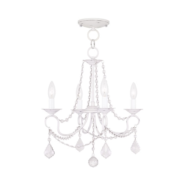 Livex Lighting Pennington 4 Light Antique White Convertible Chandelier/Ceiling Mount 6514-60 - main