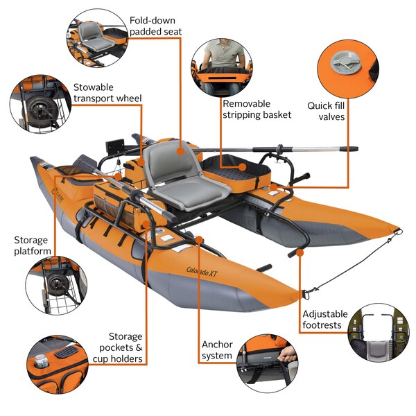 classic accessories colorado xt pontoon fishing boat Classic Accessories XT Pontoon Boat, Pumpkin/Grey Colorado 69774