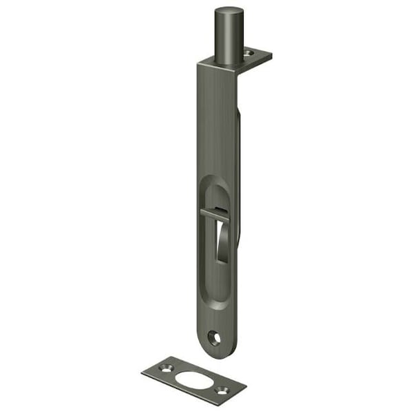 Deltana Flush Bolt, Heavy Duty Round Antique Nickel 6" 6FBR15A - main