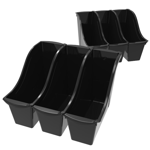 Storex Book Storage Bin, Black, 6 PK 70123E06C - main