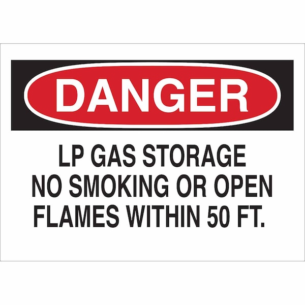Brady Danger No Smoking Sign, 10" H, 14 in W, Polyester, Rectangle, English, 84423 84423 - main