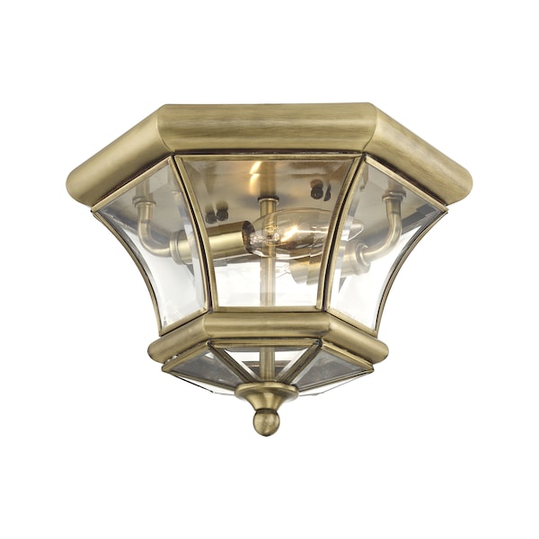 Livex Lighting Monterey/Georgetown 2 Light Antique Brass Outdoor Ceiling Mount 7052-01 - main