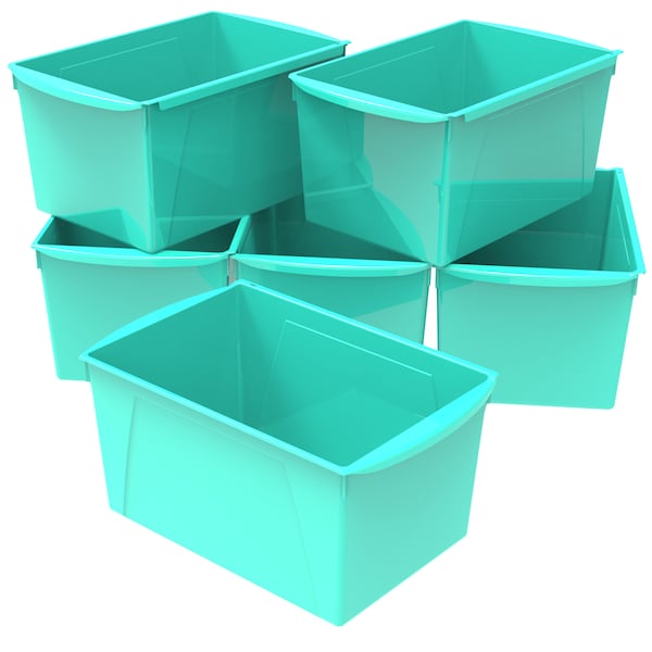 Storex Book Storage Bin, Teal, 6 PK 71134U06C - main