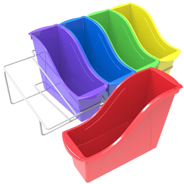 Storex Small Book Bins, w/metal shelf, Asst 71153U01C - main