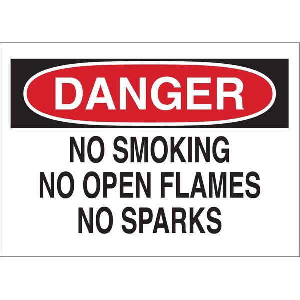 Brady Danger No Smoking Sign, 10" H, 14 in W, Polyester, Rectangle, English, 88379 88379 - main