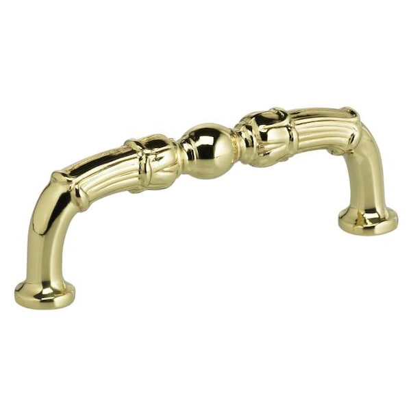 Omnia Center to Center Ornate Cabinet Pull Bright Brass 3-1/2" 7432/89.3 - main