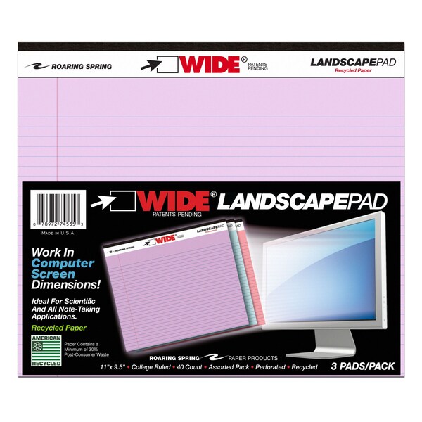 Roaring Spring College Ruled Wide Landscape Pad, PK864 74535PL
