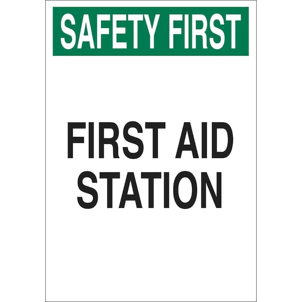 Brady Safety First, First Aid Station, 7" W x 10" H, Rectangle, Polyester, 85325 85325 - main