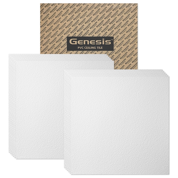 Genesis Stucco Pro Ceiling Tile, 24 in W x 24 in L, 12 PK 76000 - main