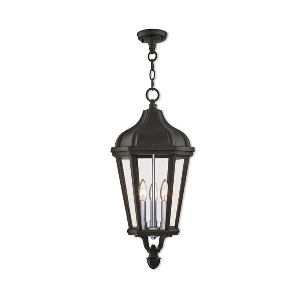 Livex Lighting Morgan 3 Light Textured Black Outdoor Pendant Lantern 76193-14 - main