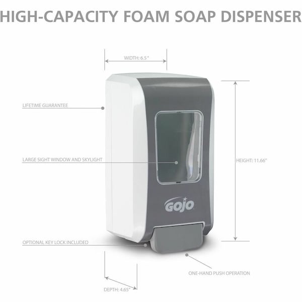Gojo FMX-20 2000mL Foam Soap Dispenser, Push-Style, White