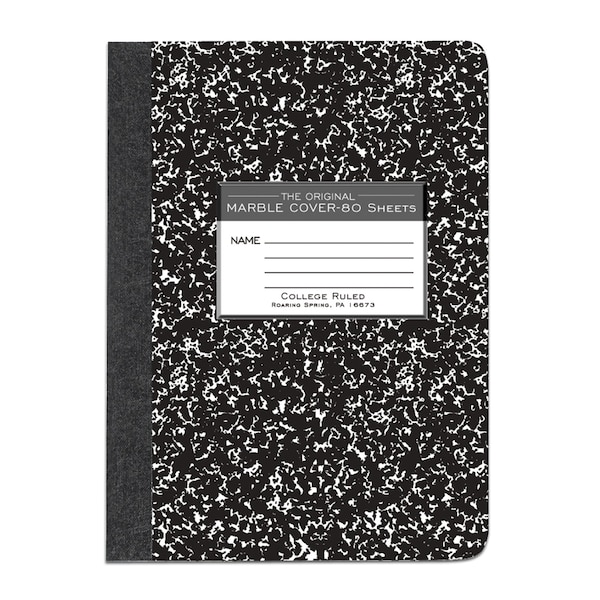 Roaring Spring Case of Black Marble Comp Notebooks, College Ruled, 80 sht, 15lb White Paper, 9.75"x7.75", Hard Cover, PK48 77226cs - main