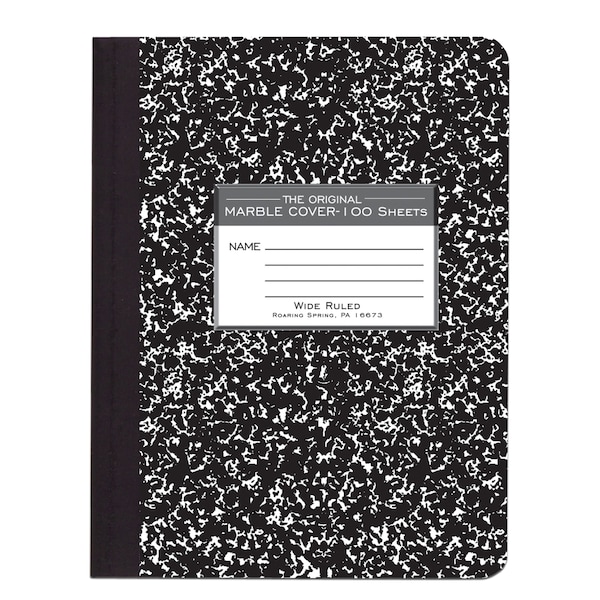 Roaring Spring Case of Black Marble Comp Notebooks, Wide Ruled, 100 sht, 15 lb White Paper, 9.75"x7.75", Hard Cover, PK24 77230cs - main