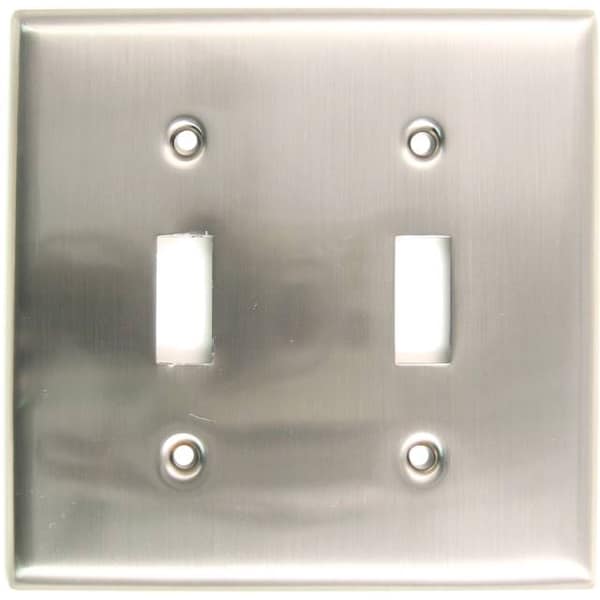 Rusticware Double Switch Plate, Number of Gangs 2 Satin Nickel Finish