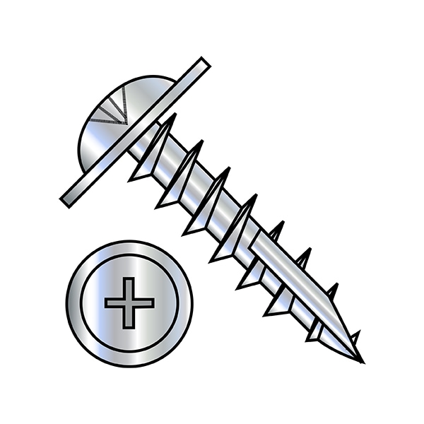 Zoro Select Concrete Screw, #8 Dia., Round, 7/8 in L, Steel Zinc Plated, 7000 PK 08147DPRWD1 - main