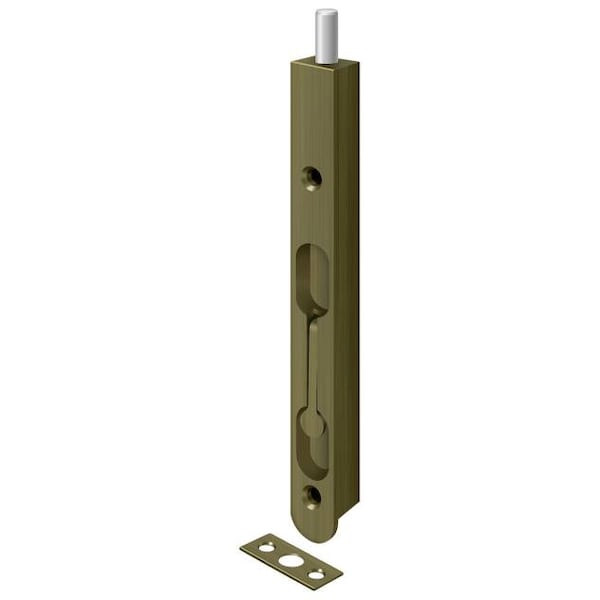 Deltana Flush Bolt, Zinc Antique Brass 7" 7FBZ5