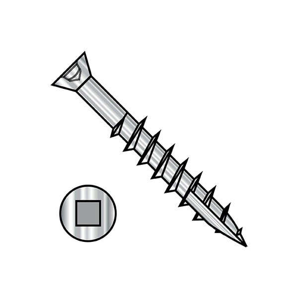 Zoro Select Drywall Screw, #7 x 3 in, Stainless Steel, Trim Head Square Drive, 2000 PK 07487YQFT188 - main