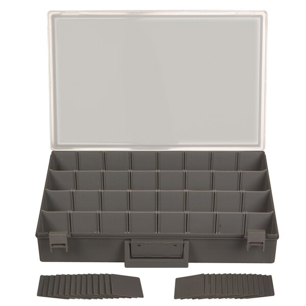 Disco Gray Lrg Tray W/Clr Lid Adj 32 Hole W/Latches 80132GC - main