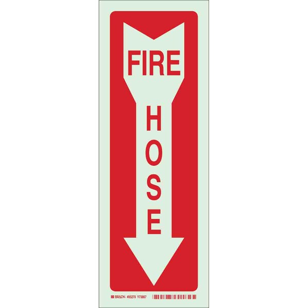 Brady Fire Hose Sign, 14 in Height, 5 in Width, Polyester, Rectangle, English 80244 - main