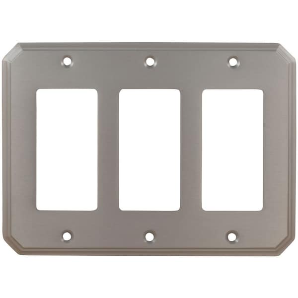 Omnia Triple Rocker Traditional Switchplate Bright Brass 8024/T.3