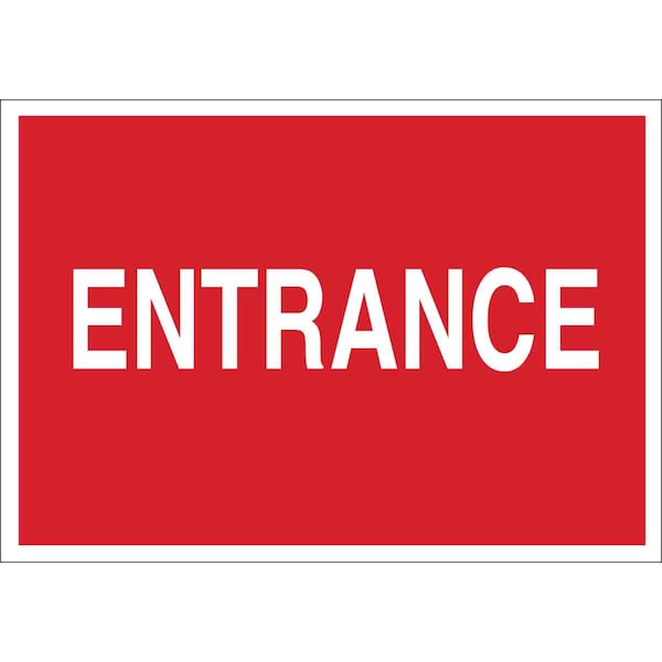 Brady Entrance Sign, Polyester, 10" W, 7" H, Entrance, Red, White 84667 - main