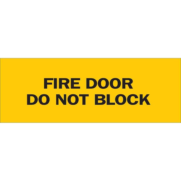 Brady Fire Door Sign, Polyester, 14" W, 5" H, Fire Door Do Not Block, Yellow 84747 - main