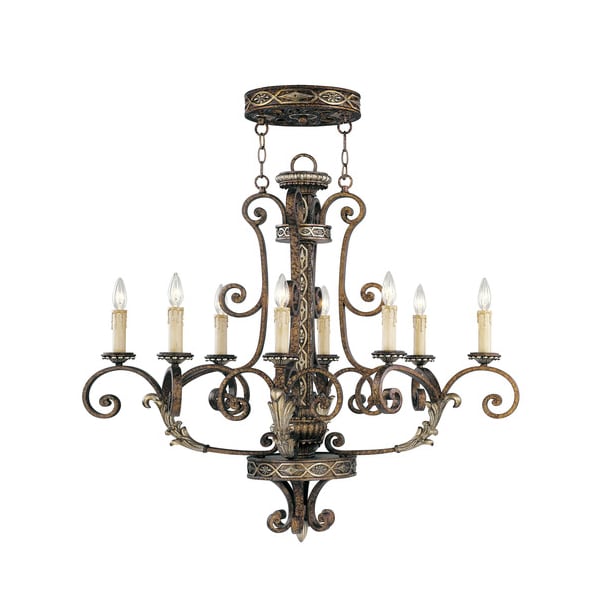 Livex Lighting Seville 8 Light Palacial Bronze with Gilded Accents Oval Chandelier 8538-64 - main